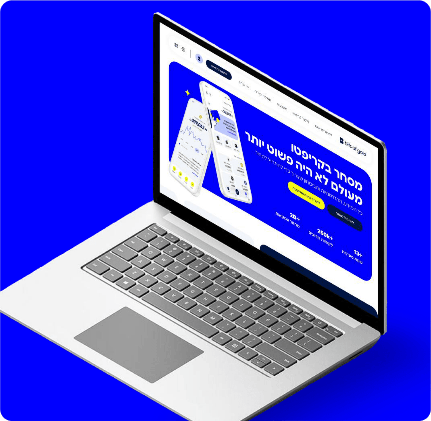The Bits of Gold web platform on a laptop
