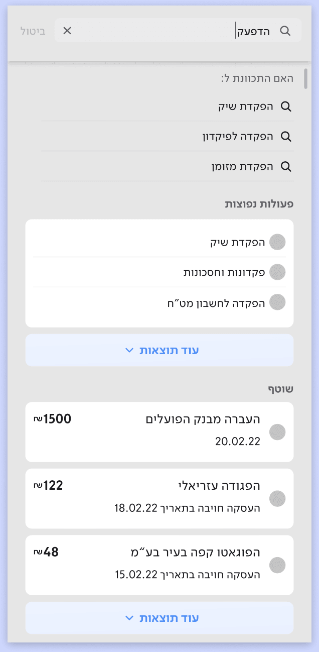 Spell correction suggestions in Leumi search